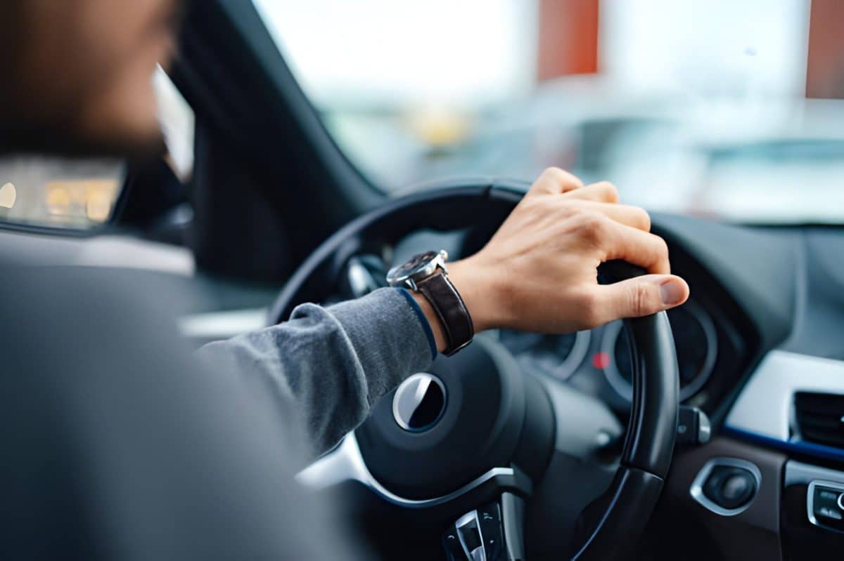 An Unrecognizable Businessman Driving His Car